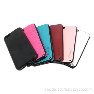 PU leather finishing IMD case with 3 small leather Strip